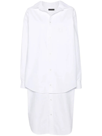 Embroidered-Logo Layered Shirt Dress