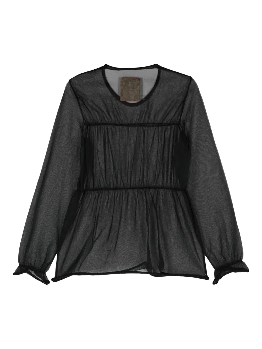 Seam-Detail Sheer Blouse
