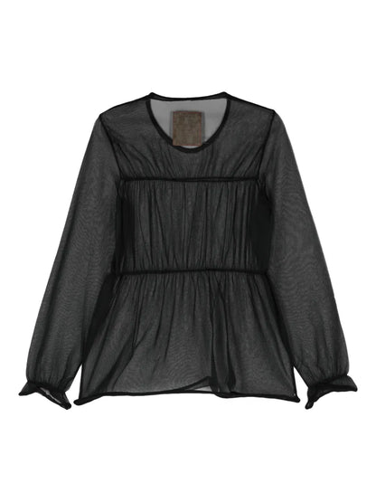 Seam-Detail Sheer Blouse