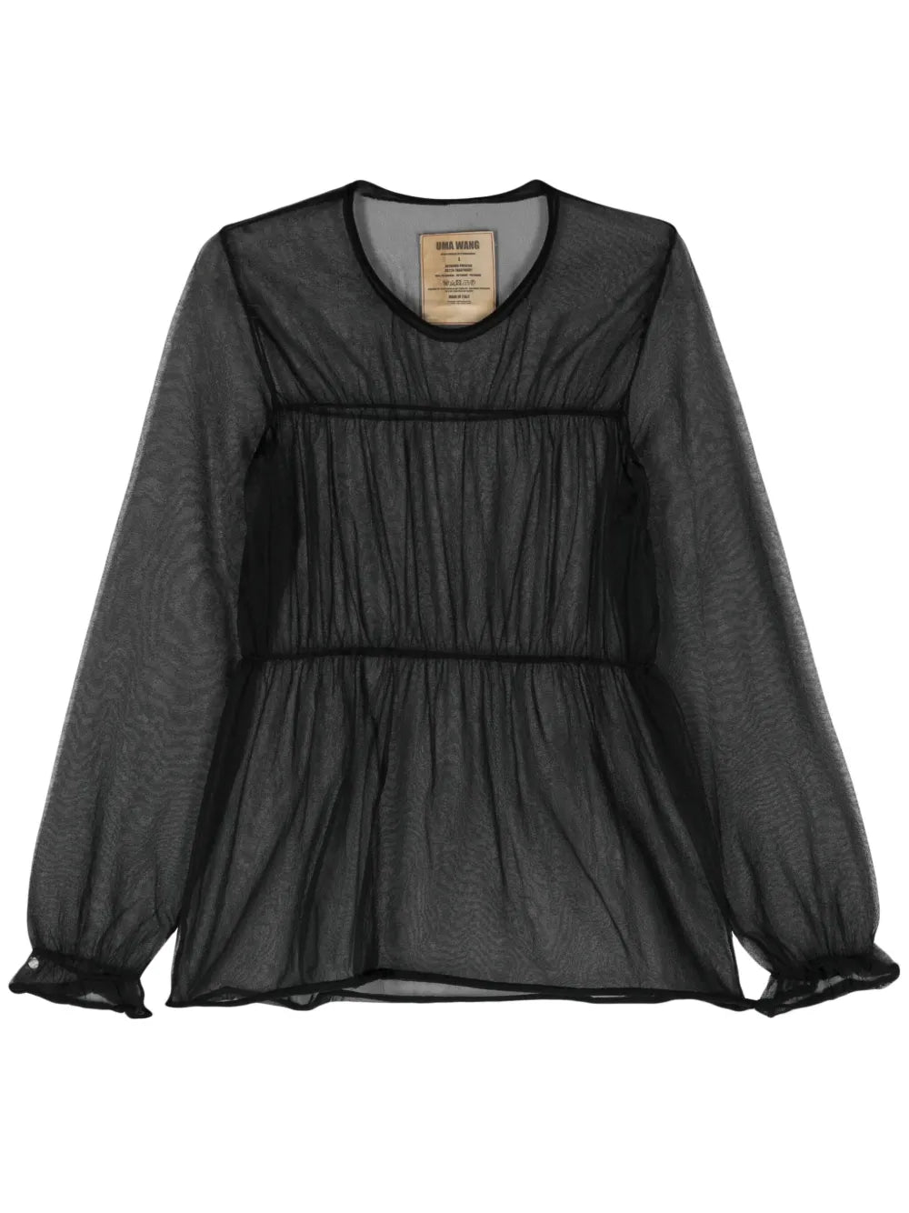 Seam-Detail Sheer Blouse