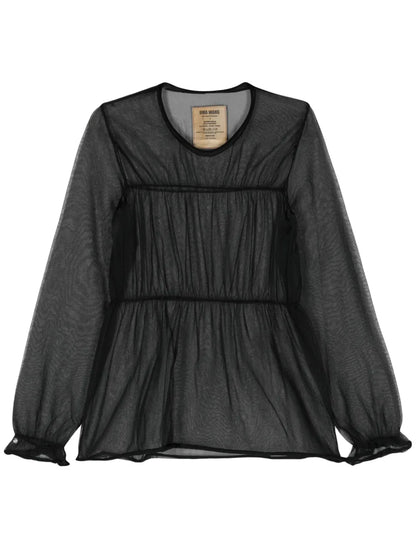 Seam-Detail Sheer Blouse