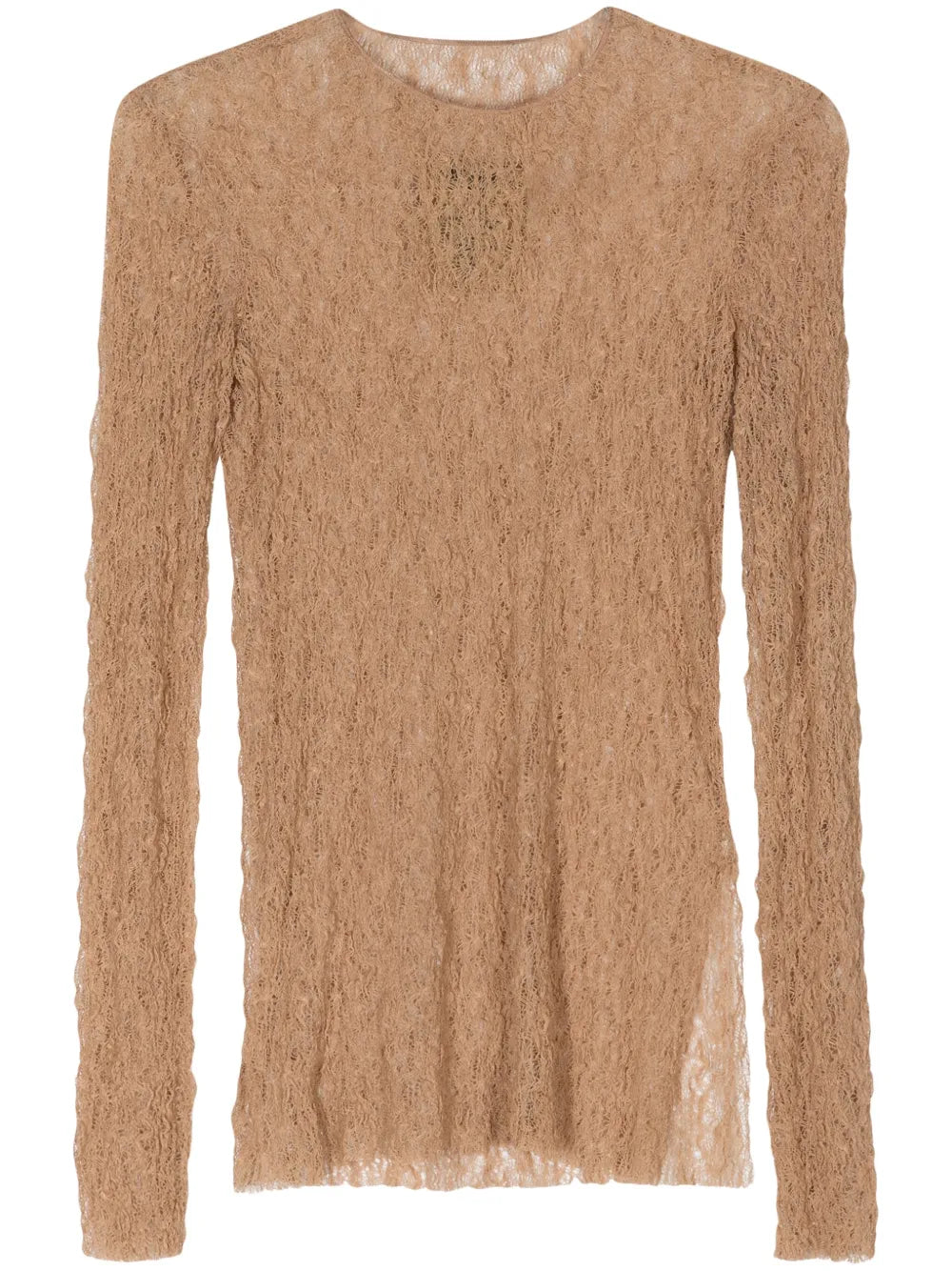 Side-Slits Open-Knit Blouse