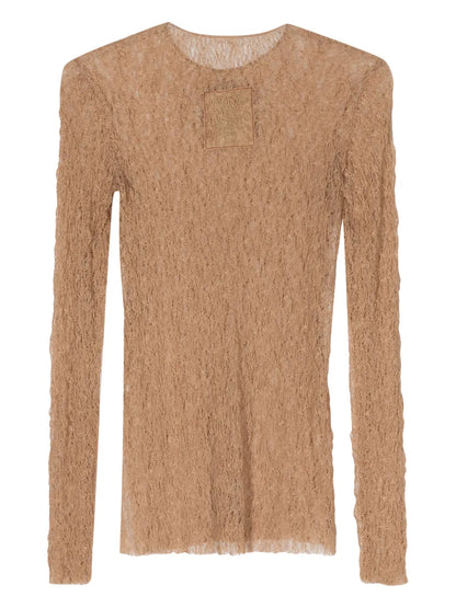 Side-Slits Open-Knit Blouse