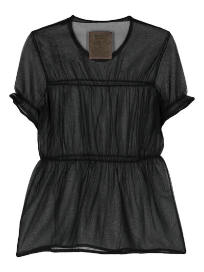 Seam-Detail Sheer Blouse