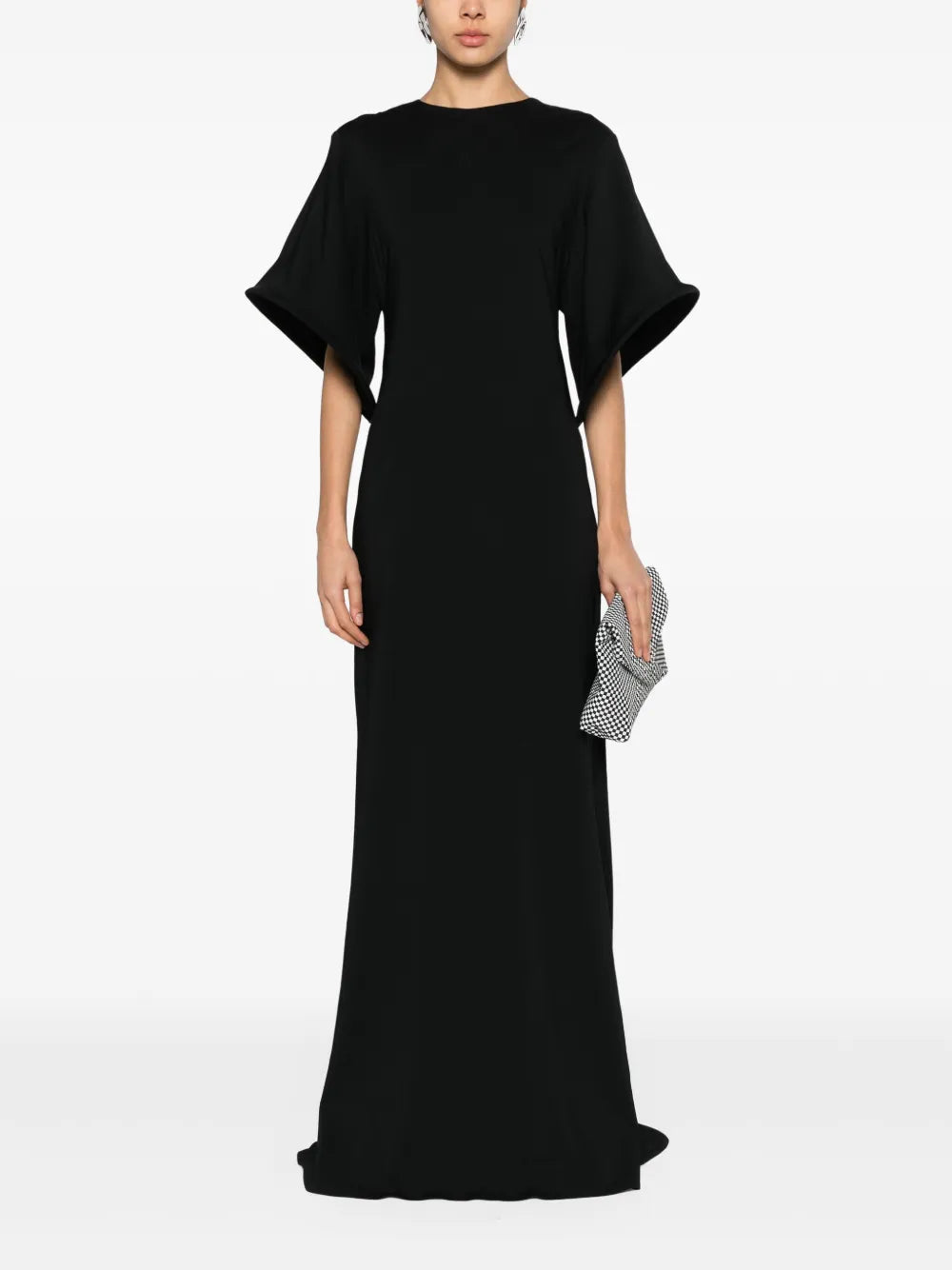 Bell-Sleeve Open-Back Maxi Dress