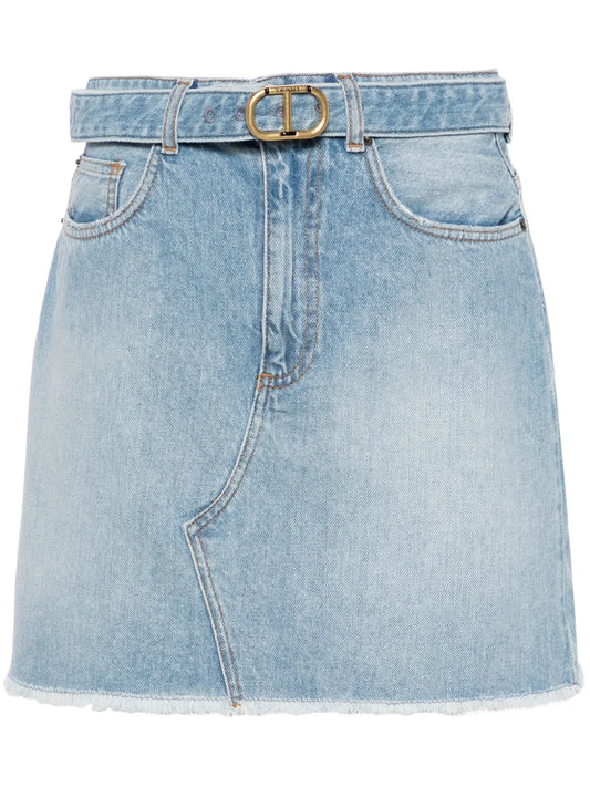 Frayed Denim Miniskirt