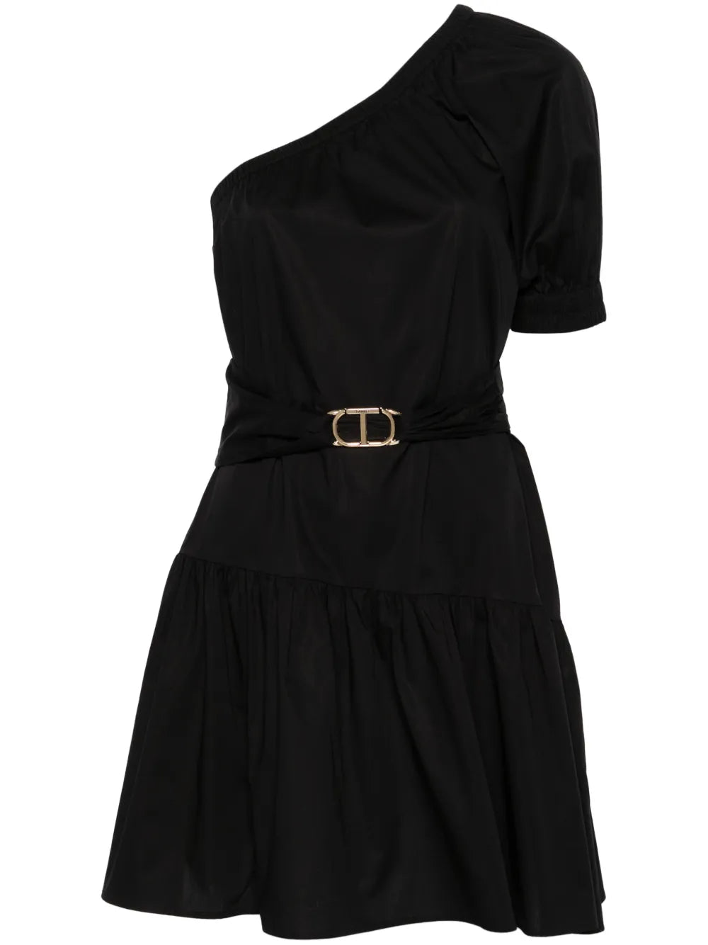 One-Shoulder Poplin Minidress