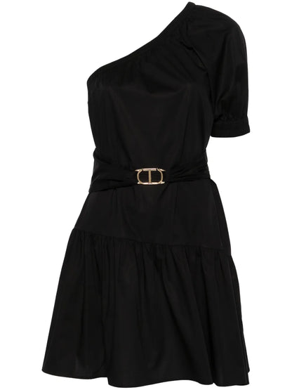 One-Shoulder Poplin Minidress