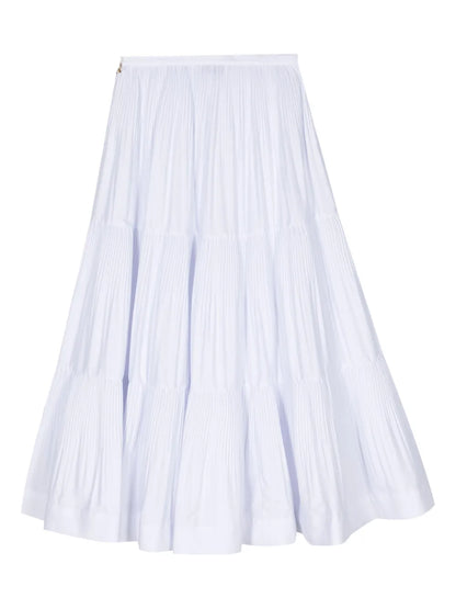 Pleated Tiered Midi Skirt