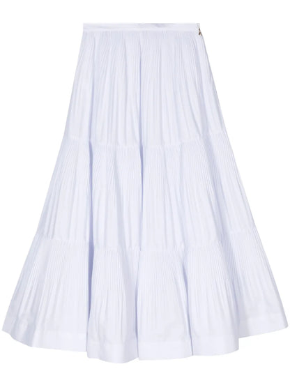 Pleated Tiered Midi Skirt