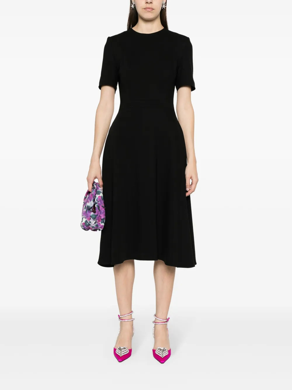 Short-Sleeve Flared Dress