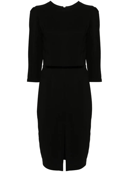 Velvet-Detail Midi Dress