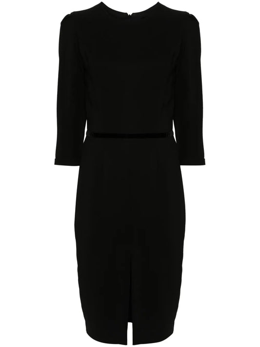 Velvet-Detail Midi Dress