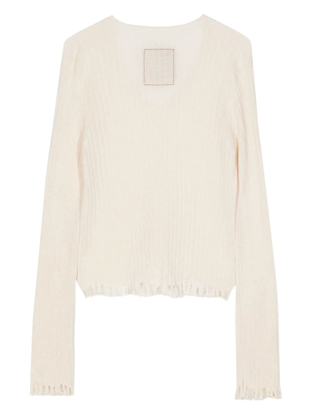 Distressed-Efffect V-Neck Jumper