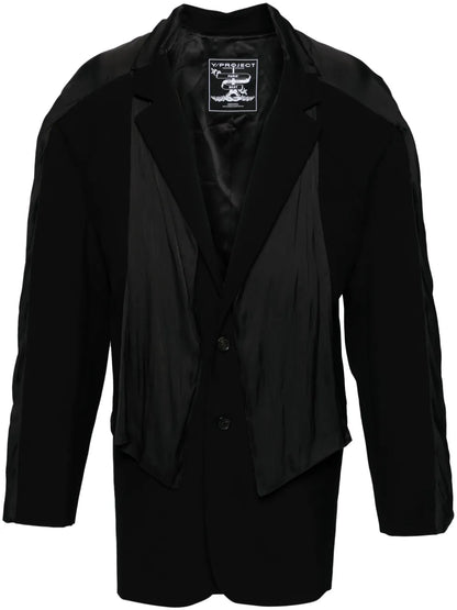 Scarf-Detail Single-Breasted Blazer