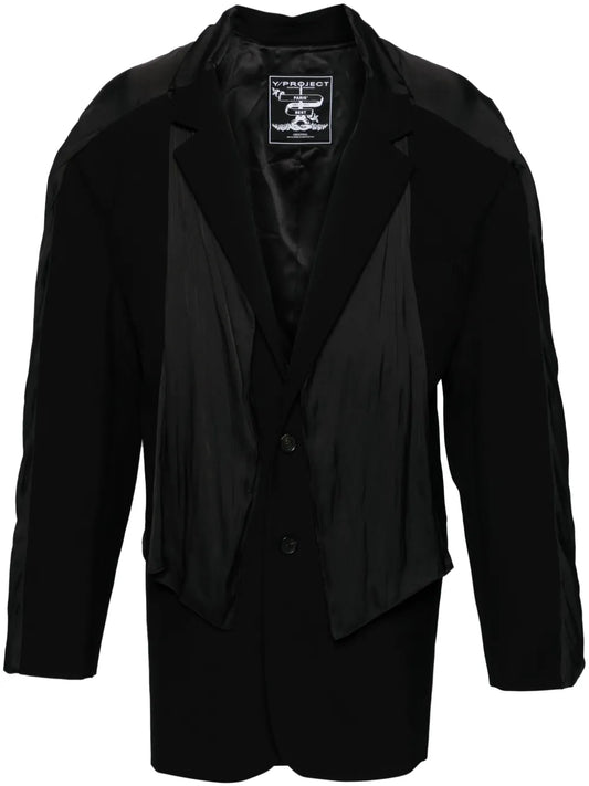 Scarf-Detail Single-Breasted Blazer