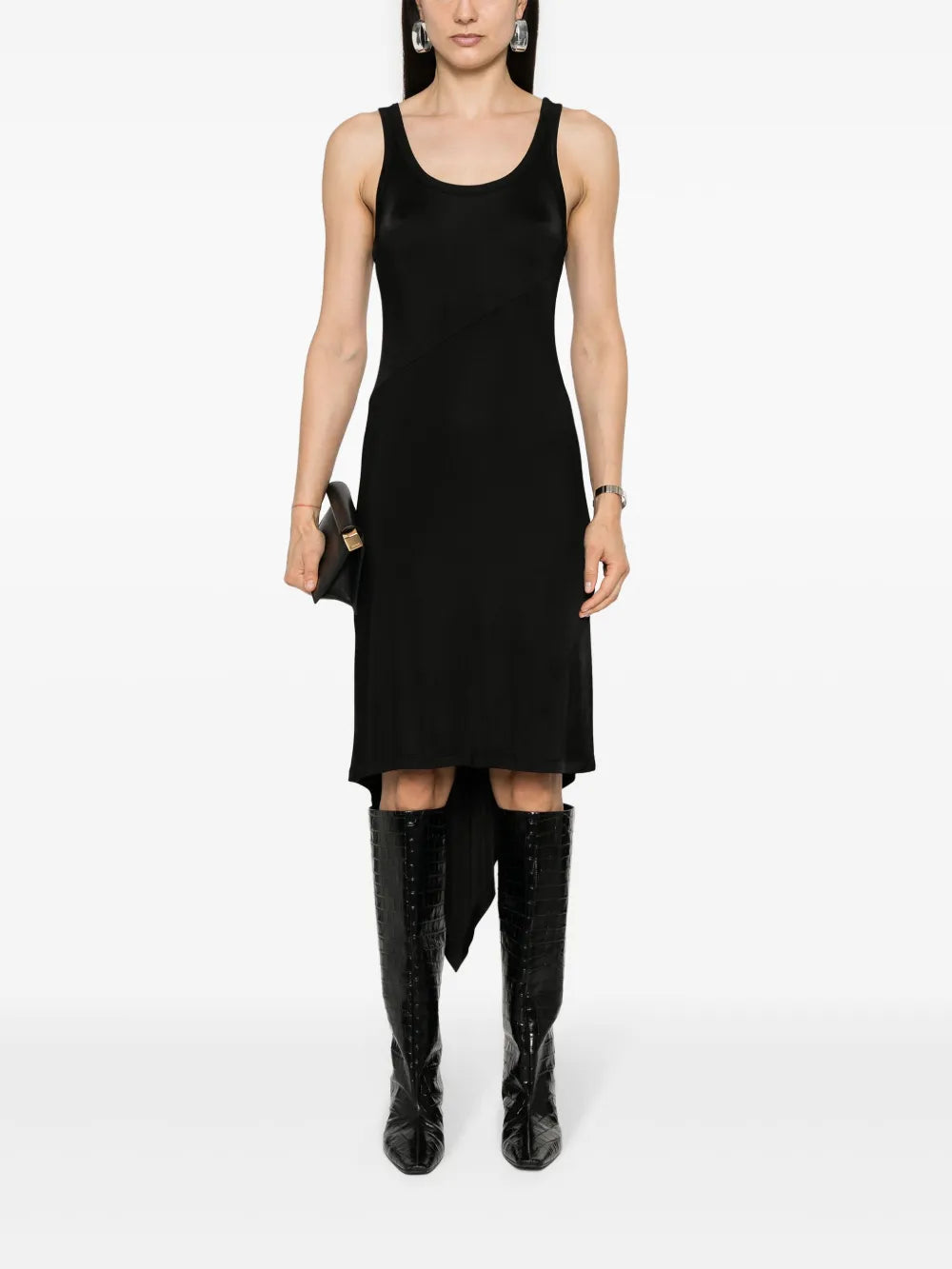 Asymmetric-Hem Midi Dress