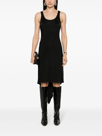Asymmetric-Hem Midi Dress