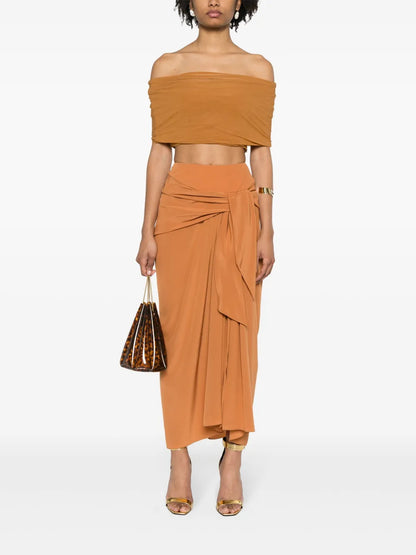 Pleat-Detail Silk Skirt
