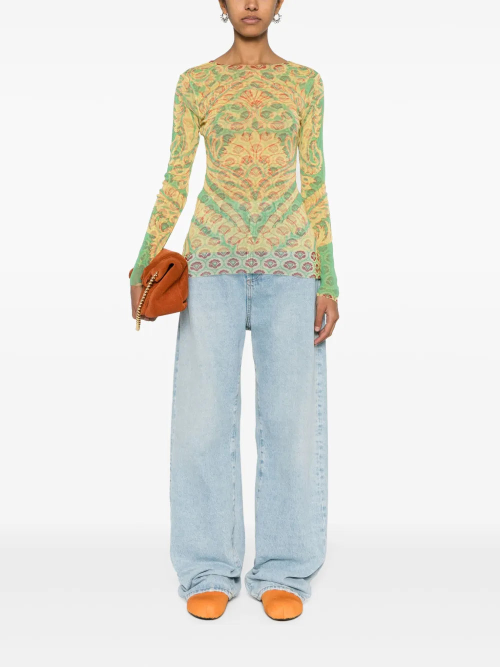 Graphic-Print Mesh T-Shirt