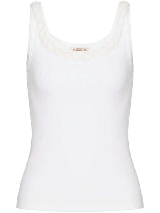 Embellished-Trim Tank Top