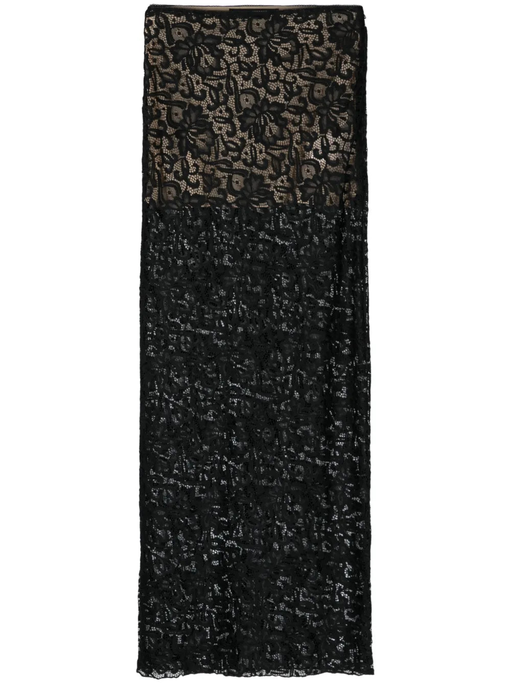 Floral-Lace Slip Maxi Skirt