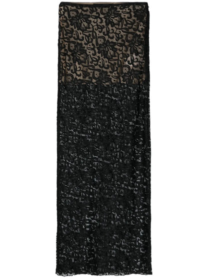 Floral-Lace Slip Maxi Skirt