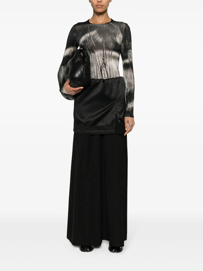 Layered Wool Maxi Skirt