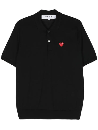 Heart-Patch Wool Polo Shirt