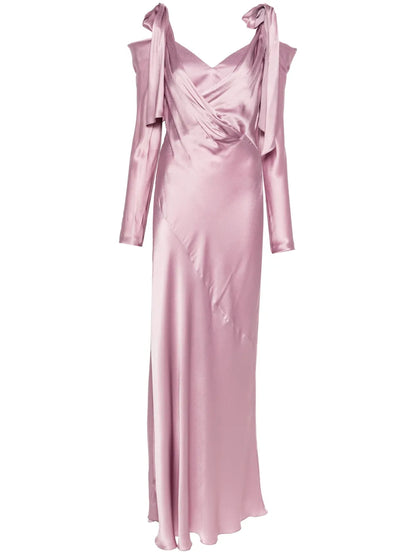 Satin Draped Maxi Dress