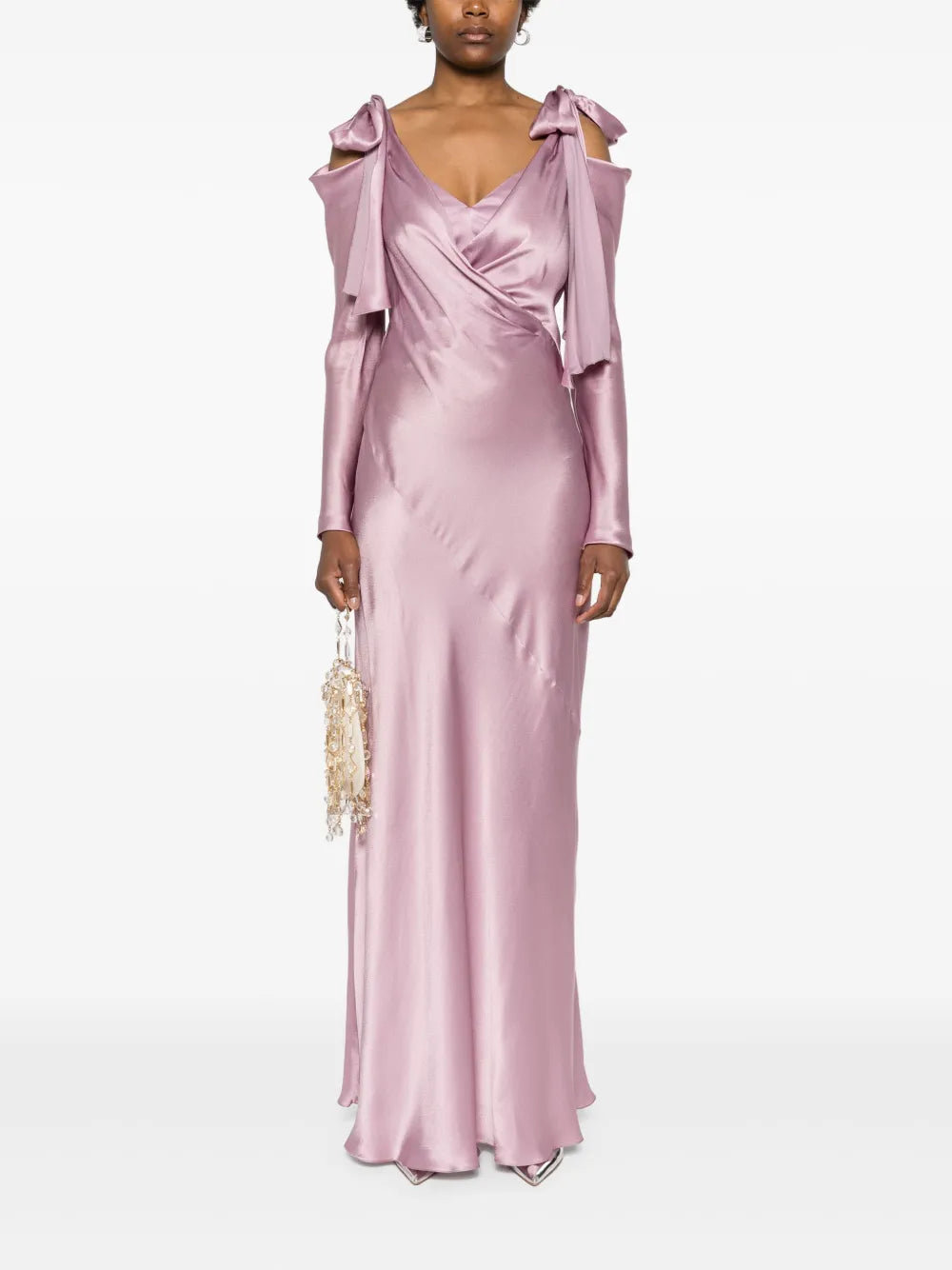 Satin Draped Maxi Dress