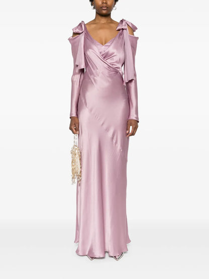 Satin Draped Maxi Dress