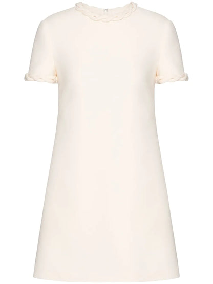 Crepe Couture Braid-Embellished Minidress