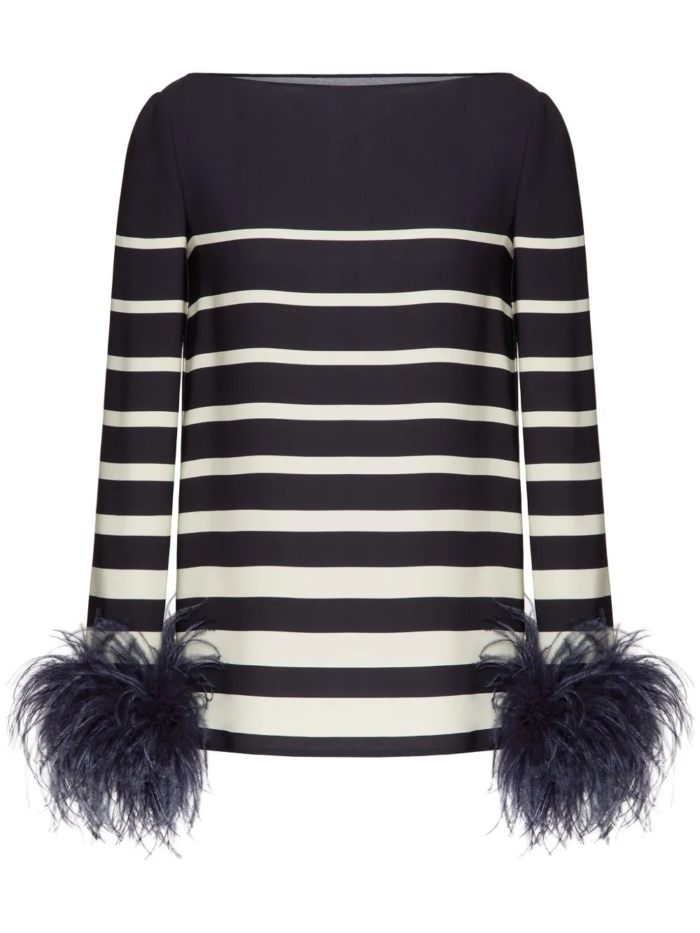 Feather-Trim Striped Top