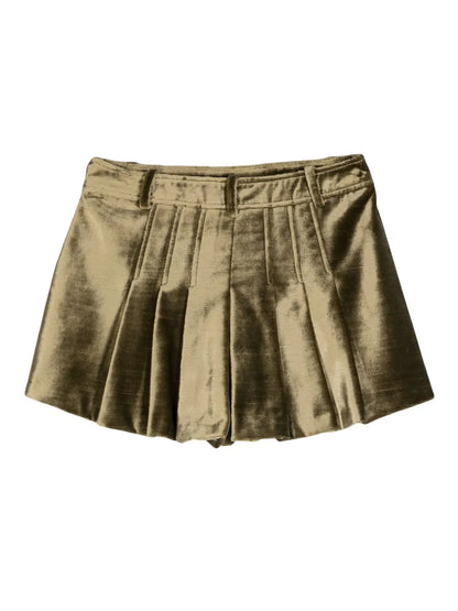 Slubbed-Velvet Flared Mini Shorts
