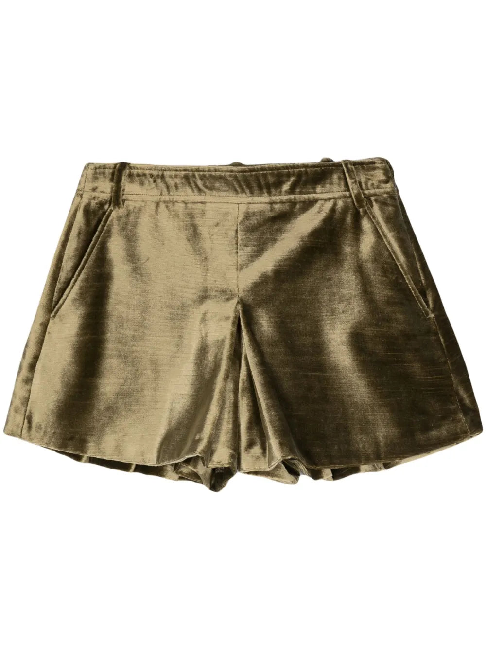 Slubbed-Velvet Flared Mini Shorts