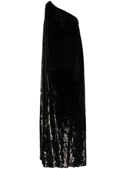 One-Shoulder Lamé-Effect Dress