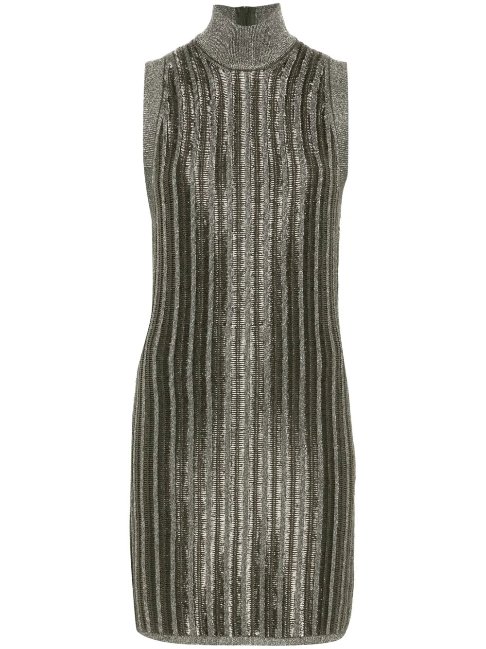 Metallic-Threading Ribbed Mini Dress