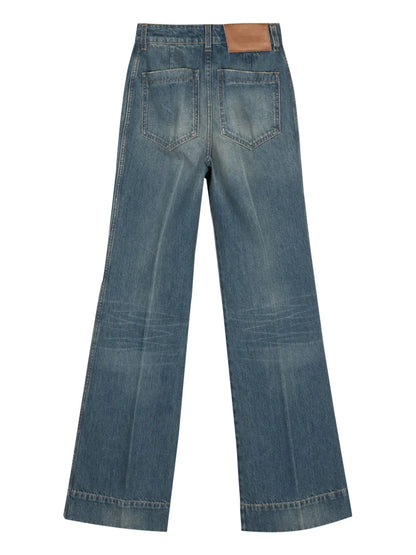 Logo-Embroidered Wide Jeans