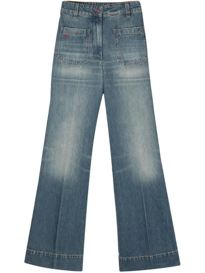 Logo-Embroidered Wide Jeans