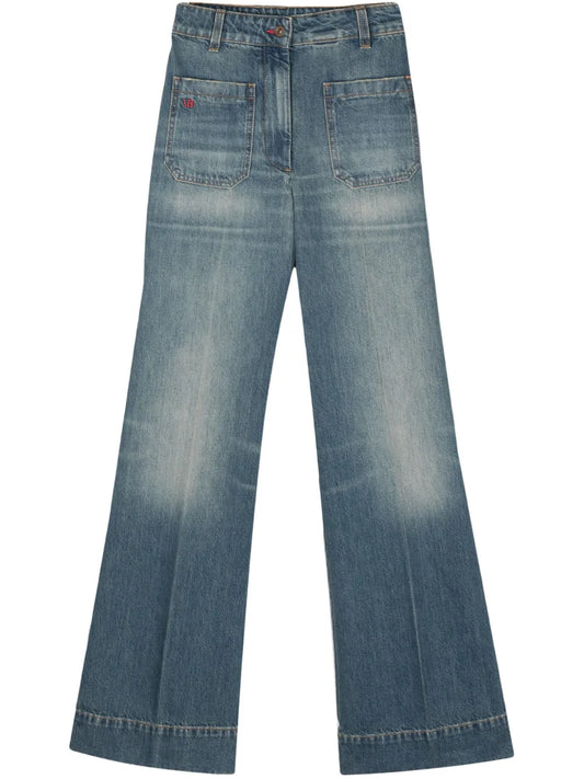 Logo-Embroidered Wide Jeans