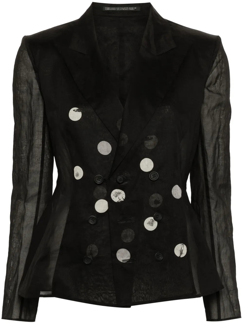 Double-Breasted Semi-Sheer Blazer