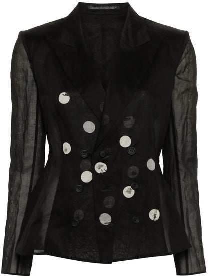 Double-Breasted Semi-Sheer Blazer
