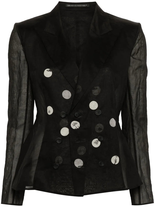 Double-Breasted Semi-Sheer Blazer