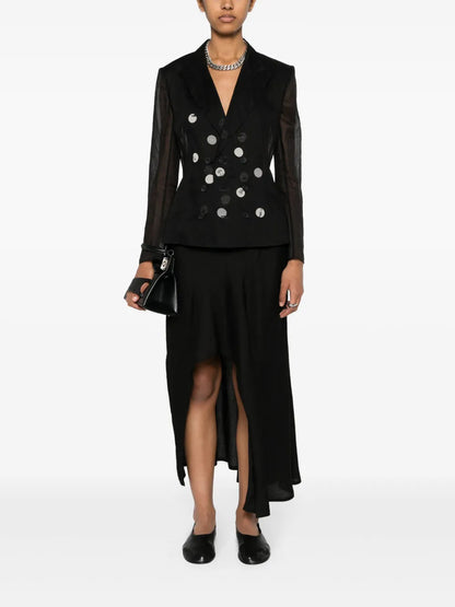 Double-Breasted Semi-Sheer Blazer