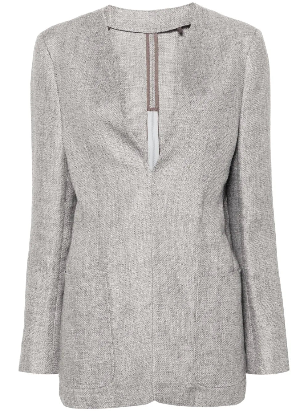 Collarless V-Neck Blazer