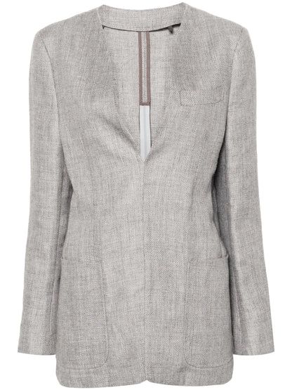 Collarless V-Neck Blazer