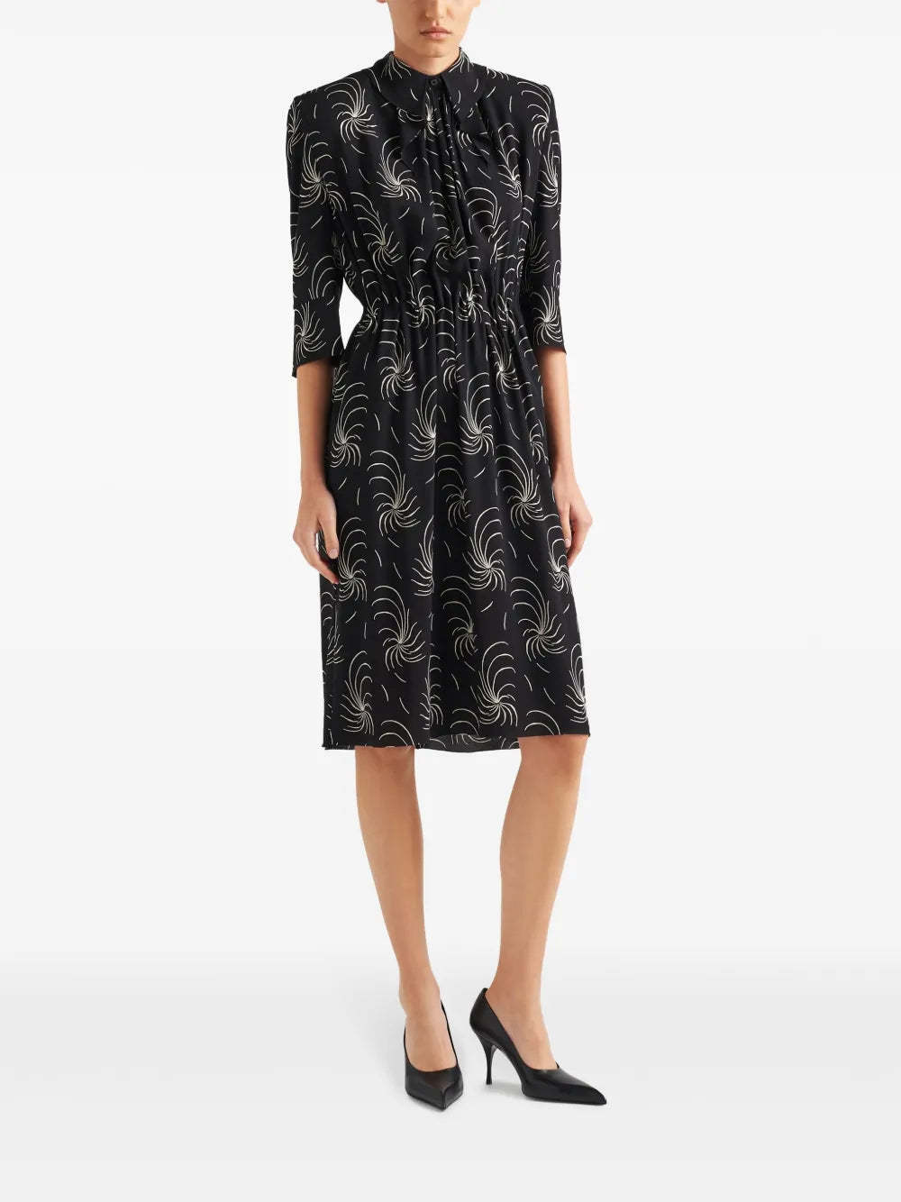 Graphic-Print Crepe Shirtdress