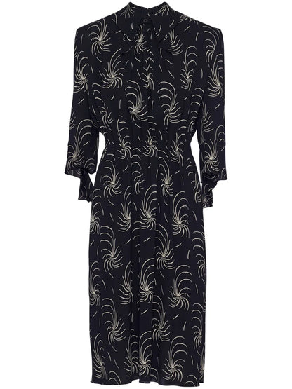 Graphic-Print Crepe Shirtdress