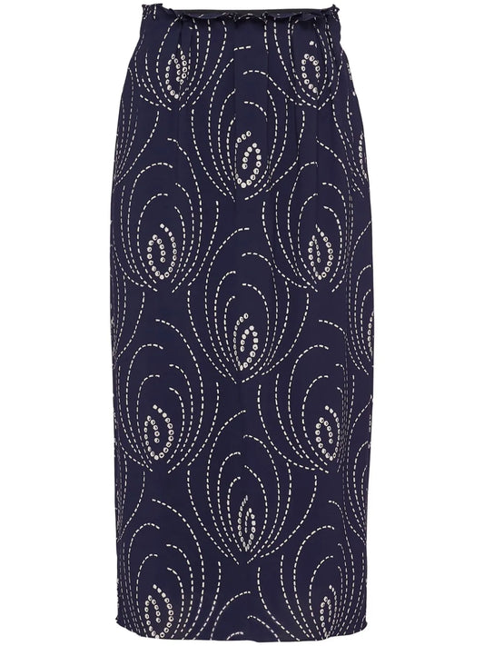 Geometric-Print Pencil Skirt